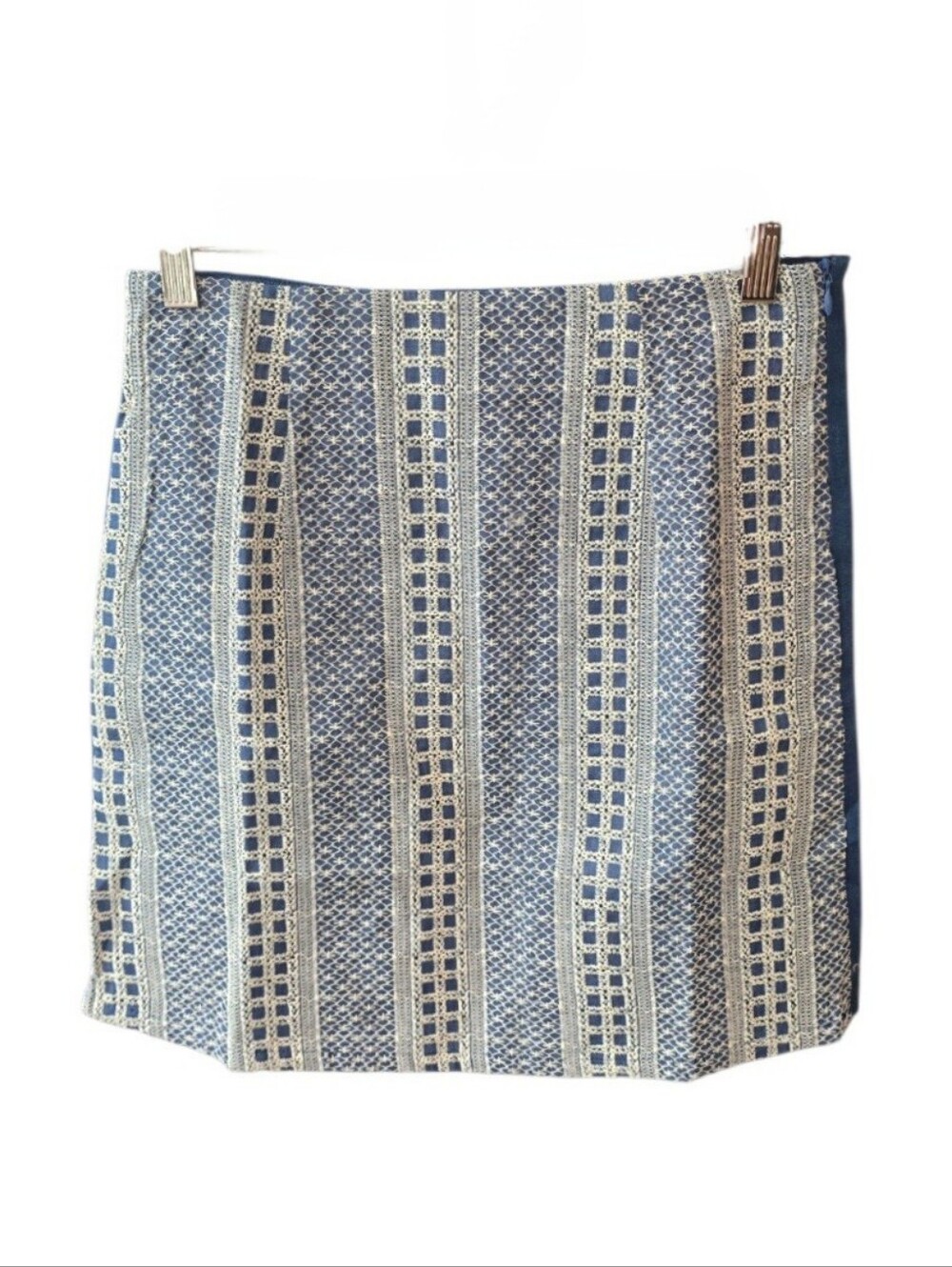 Hayden Los Angeles Embroidered Chambray Blue Boho Mini Skirt S